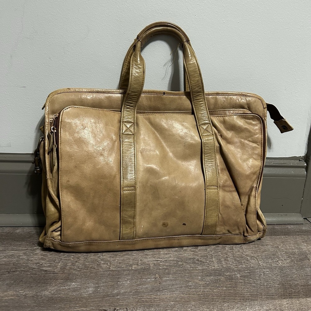 Vintage Wilsons Leather Briefcase Genuine Leather Tan Multi-Pocket Bag